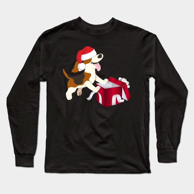 Beagle Dog In Santa Hat Christmas Gift For Dog Lover Long Sleeve T-Shirt by EduardjoxgJoxgkozlov